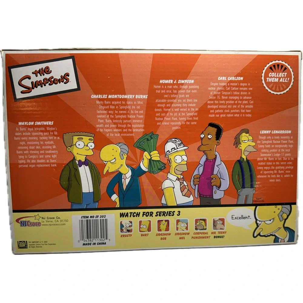 Vintage NJ Croce The Simpsons Nuclear Power Plant Bendable Figure Set 2003